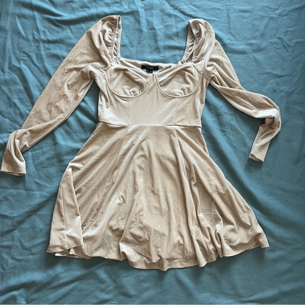 Forever 21 Beige Long Sleeve Dress